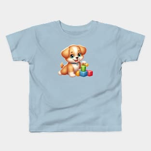 Cute puppy dog playing Kids T-Shirt